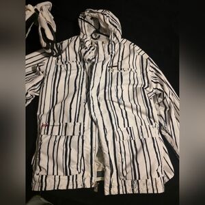 Stylish White and Black Striped Men's Jacket